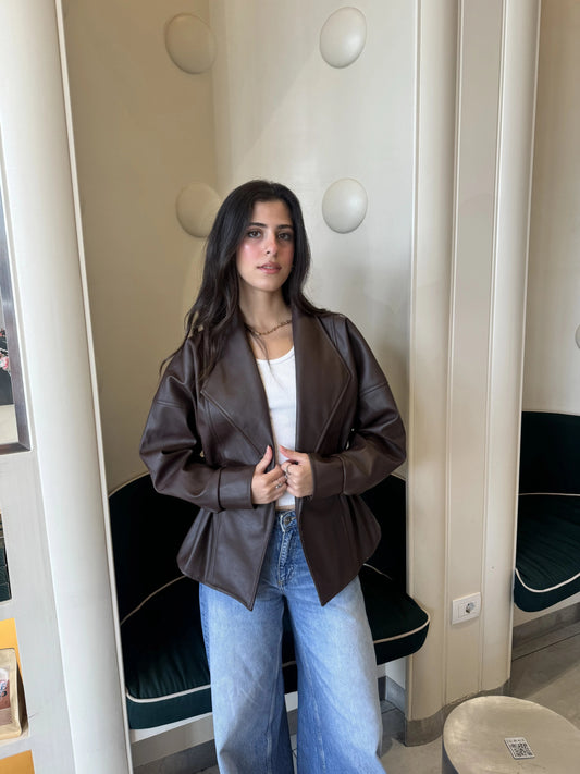 Tie-Waist Leather Jacket