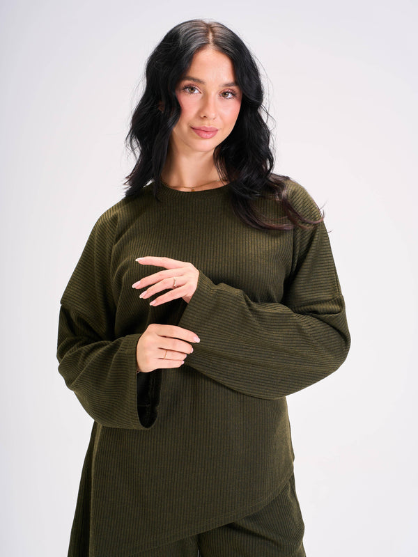 Premium Ribbed Set_Olive