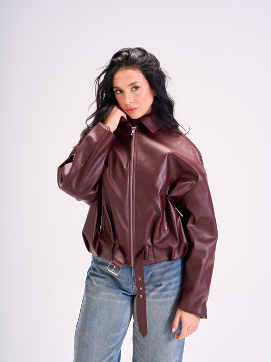 Vintage Leather Jacket Burgundy